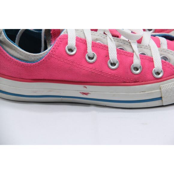 Converse Chuck Taylor All Star Shoes Womens 6 Hot Pink Double Tongue Low Canvas - Picture 2 of 10